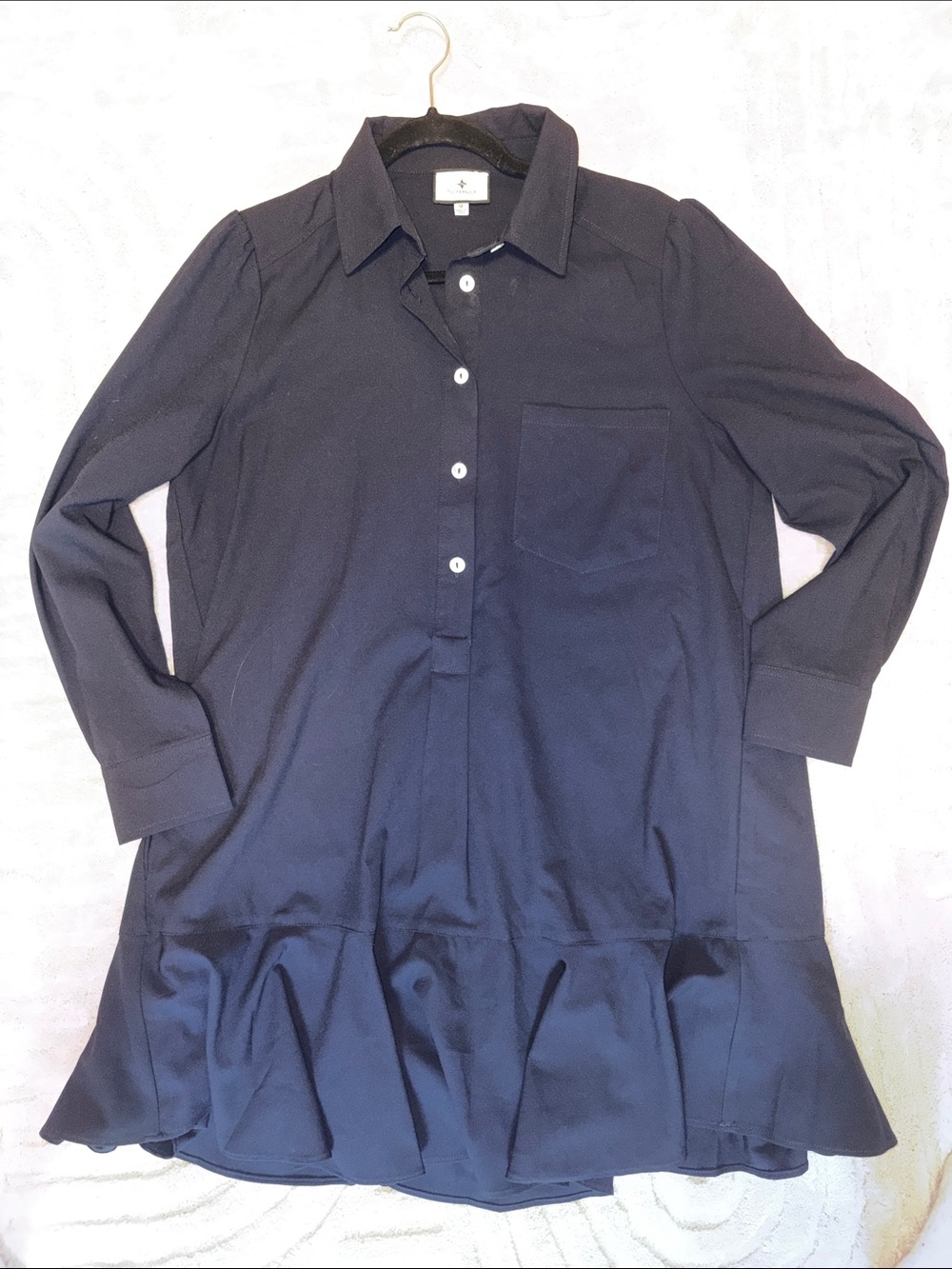 Tuckernuck Navy Button-Front Shirt Dress with Pocket